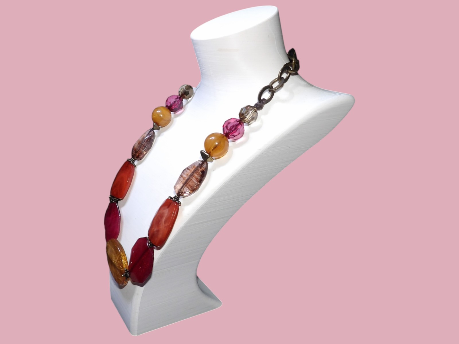 Ruby Rd Chunky Statement Necklace POPPIN Red Oran… - image 9