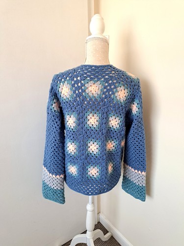 New Handmade Hand Chrochet Granny Square Women's Cardigan Size 14 - Picture 6 of 6