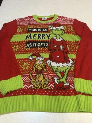 Dr. Seuss Grinch & Max Christmas Pullover Sweater Men's Size XL - Image 1 of 4