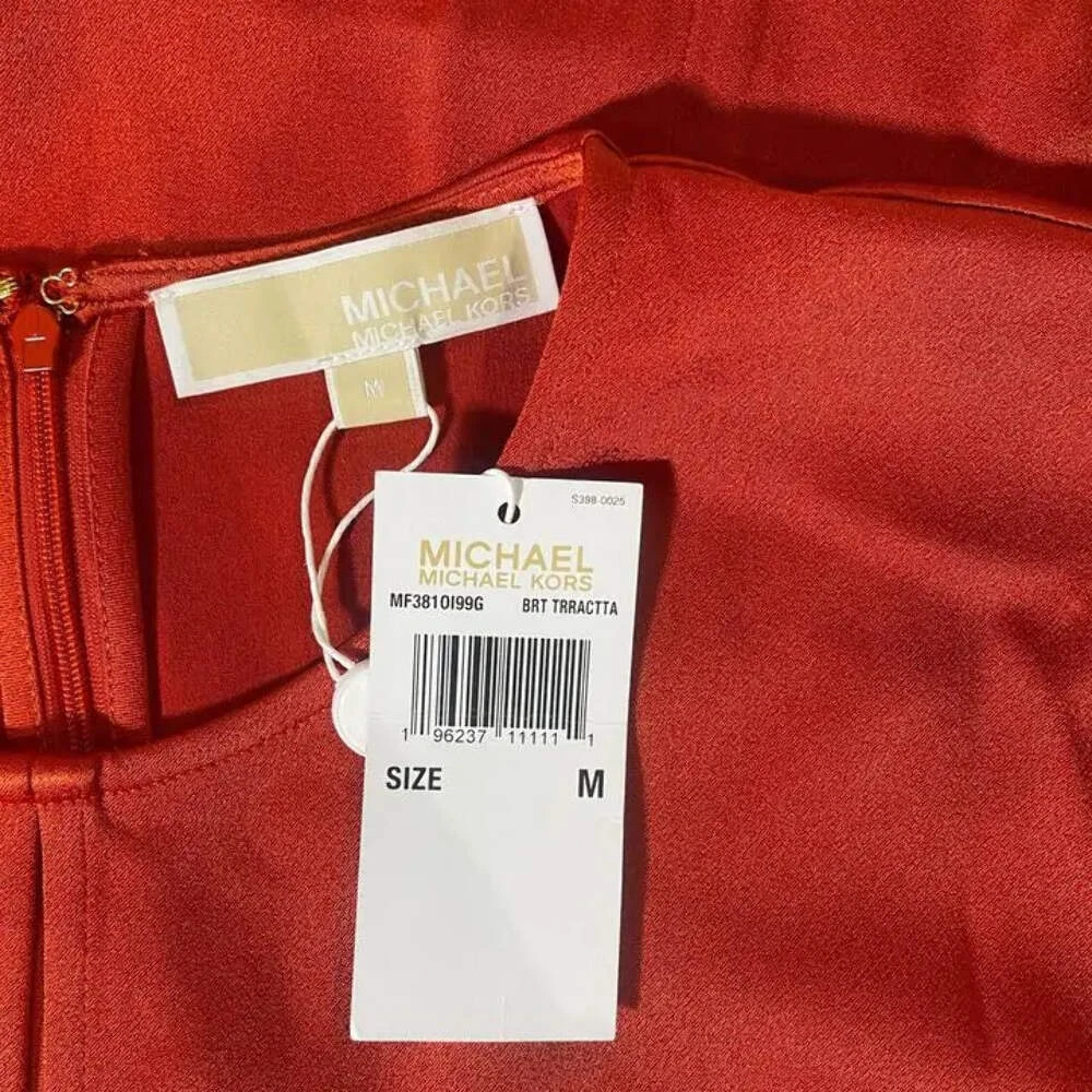 Michael Kors Mf381Oi99G 887 M Arancione Svolazzante Abito Midi Taglia:Media