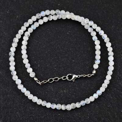 Blue Flash Moonstone 61,00 Kt runde Form Perlen schöne Halskette VK 18 E584