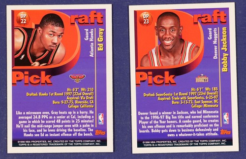 1997-98 Topps Draft Redemption Lot/2 #DP22 Ed Gray DP23 Bobby Jackson - Picture 2 of 2