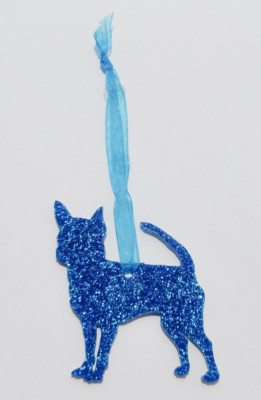 Chihuahua Hund Style C Glitzer Weihnachtsdeko - 11 Farben zur Auswahl.