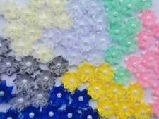 Small Ribbon Flowers Satin /Organza size 4cm Applique Decoration Peach Lilac Sew