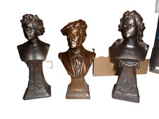 3 schöne Bronzebüsten Beethoven, Schiller, Wagner auf Postament 16-18cm RAR