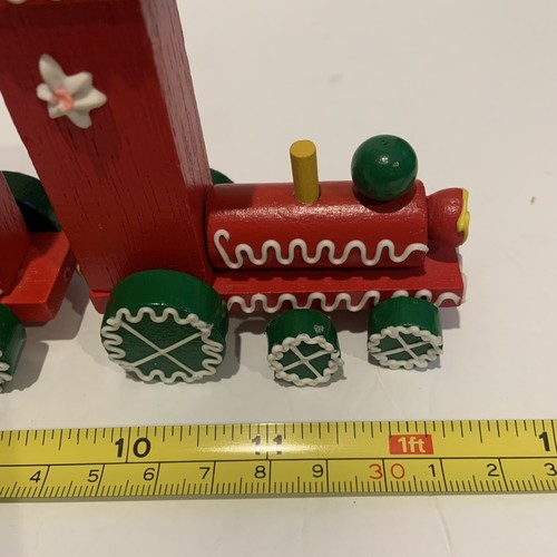 vtg 1980s Christmas train candle holder NOEL Lego 1984 Taiwan wood 12” Long READ - Picture 11 of 11