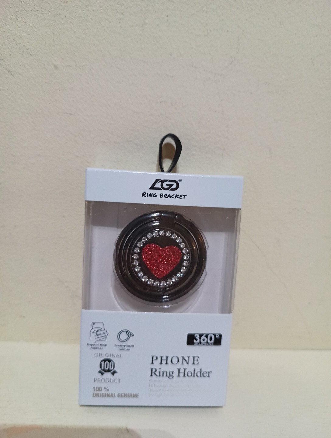LGD Phone Ring Bracket Holder Finger Grip 360° Rotate Mobile Phones Red grey