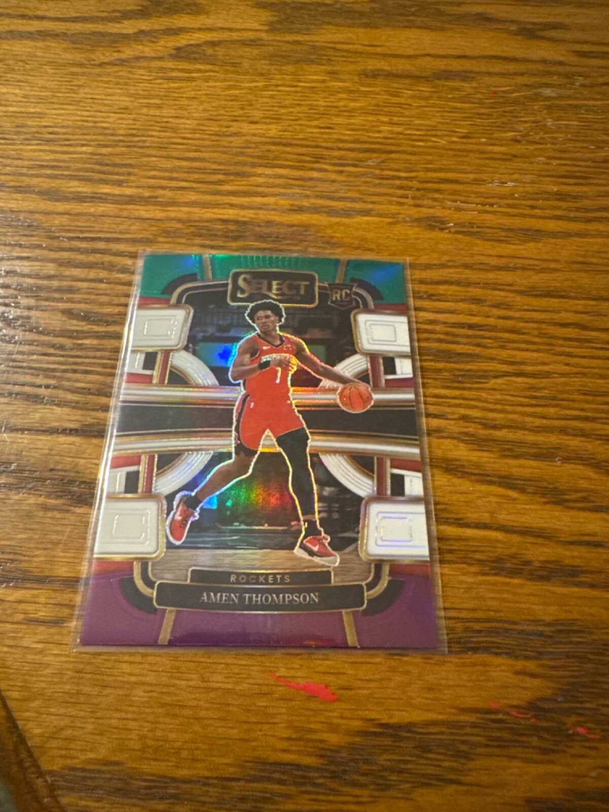 2023-24 Amen Thompson Panini Select Green/White/Purple Prizm Rookie Card #96