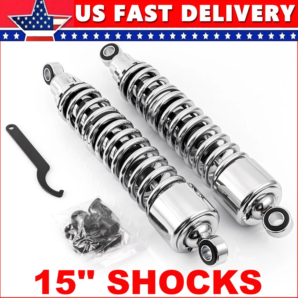 For Harley Iron 1200 Sportster 2018-2023 Chrome 15" Rear Shocks Absorbers Set US Foto 3 de 4