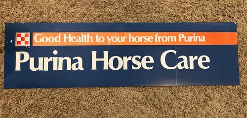 Vintage Masonite Purina Horse Care Sign Advertising Equine Store Faded See Descr