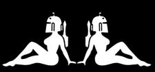 Sexy Mud flap Girls Star Wars Boba Fett 5" White Vinyl Decals Car Truck Window