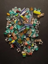 100 grams glass beads - (B1227) transparent colors and shapes