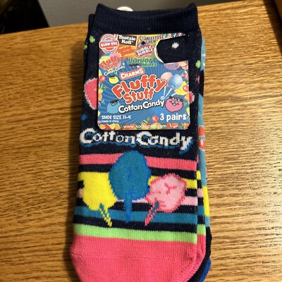 Charms Fluffy Stuff Cotton Candy 3 Pack Socks Girls Shoe Size 11-4 New With Tags