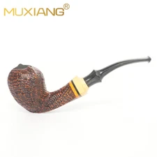 MUXIANG Sandblasted Freehand Pipe Briar Wooden Tobacco Smoking Pipe Cumberland