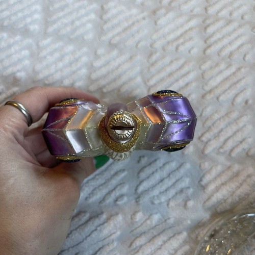 2000 Patricia Breen Flutterby Santa Handarbeit Neeman Marcus Glas Ornament lila - Bild 8 von 9