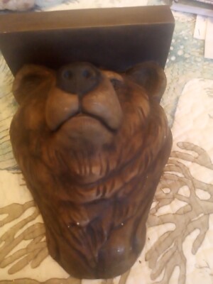  Telle M Stein Bear Head Wall Shelf 8'' Tall Vintage 1996 