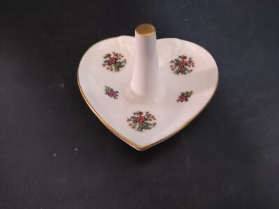 Coalport Ming rose heart shape ceramic ring holder