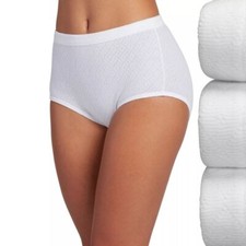 Women's Breathe Jockey 3-Pack 100 Cotton Brief Panties White Size 9