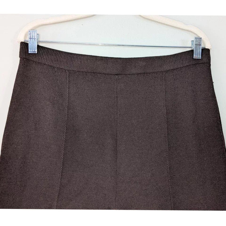 St. John Collection Santana Knit High Rise Wide Leg Pant Brown Size 12 - Image 2 of 4