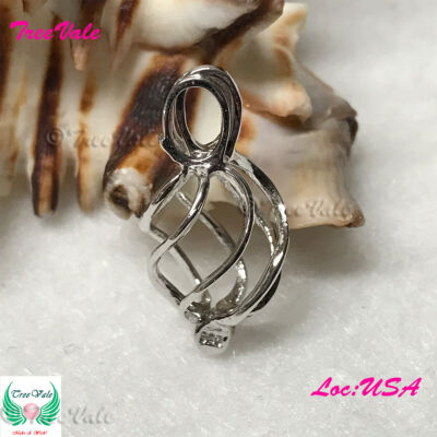 TreeVale Sterling Silver Locket Pendant With Pearl Cage - Holds 5mm To 9mm Pearls