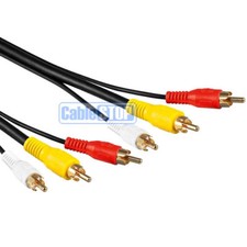 15m 3x RCA to 3x RCA Audio Video TV RG59 Cable Gold Plated Connectors