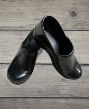 Dansko Women Black Patern Leather Shiny Clog Nurse Slip-on Shoes Size 38  7.5 ✅