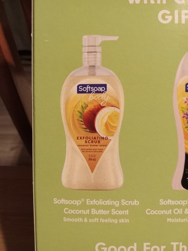 SE softsoap cozy up with coconut gift set exfoliating scrub bady wash pouf luffa - Picture 3 of 9