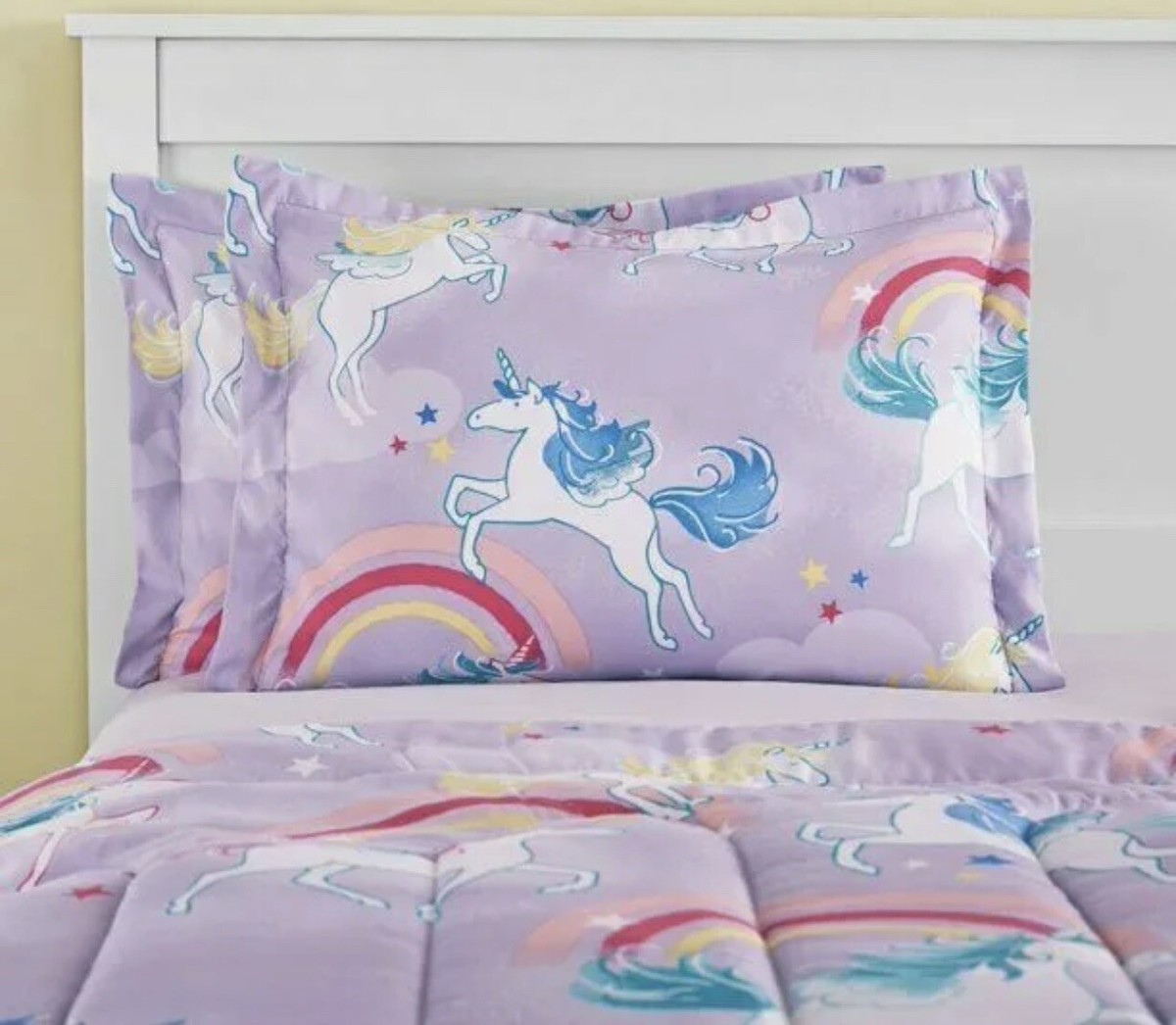 🔥YOUR ZONE GIRLS RAINBOW UNICORN BED IN A BAG FULL BEDDING SET
