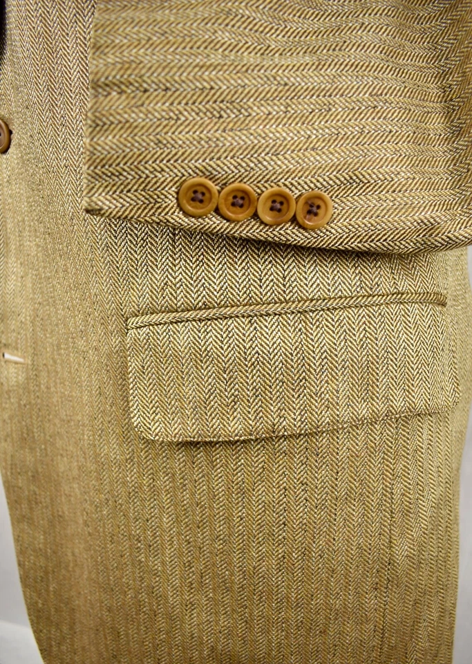 Abrigo deportivo Southwick marrón claro espiga mezcla seda/lana dos botones talla: 44L Foto 4 de 4