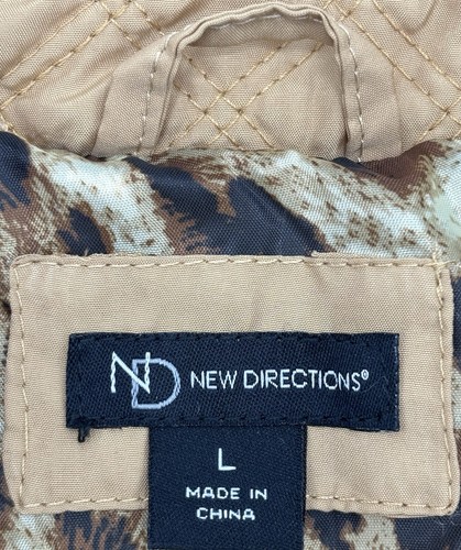 Ladies New Directions Quilted Vest, Large, Tan/Gold w/Leopard Lining - Picture 9 of 11