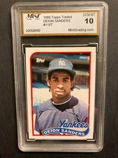 Deion Sanders Yankees 1989 Topps Traded Baseball Rookie Card #110T GEM MINT 10