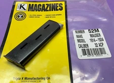 NEW Triple K Mauser 1914 1916 1934 Pistol Magazine - 7.65/.32 ACP Cal - 7 Round