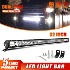 7"14"20"26"32" Dual Row LED Light Bar DRL Spot Flood for UTV ATV Truck UTE Boat