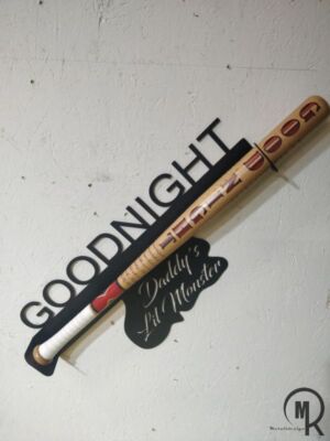 Harley Quinn Goodnight Baseballschläger Designer Wandhalter Alu schwarz