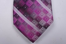 VAN HEUSEN Purple Gray Burgundy Grid Striped Neck Tie NEW