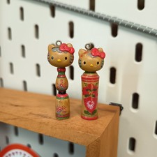 Sanrio HELLO KITTY KOKESHI 1.75" Mini Figure KEYCHAIN CHARM Japan Lot of 2