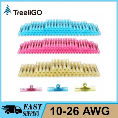Treeligo 10-26 AWG Blue RED Heat Shrink Wire Connectors Waterproof Seal Terminal