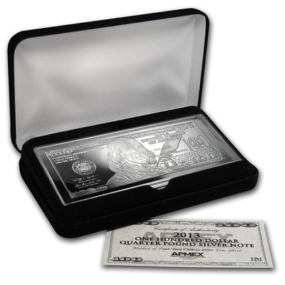 4 oz Silver Bar - 2013 $100 Bill (W/Box & COA) | eBay