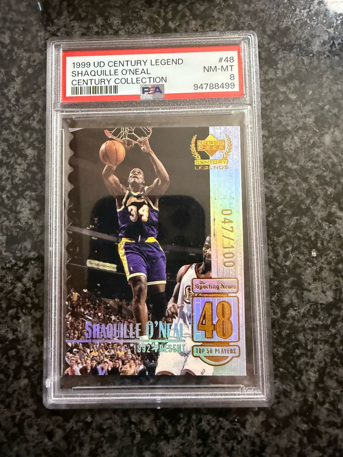 1998-99 Century Legends Century Collection #/100 Shaq Shaquille O’Neal PSA 8 #48