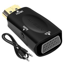 HDMI to VGA Adapter, 1080p HDMI Male to VGA Female Adapter with 3.5mm Audio J