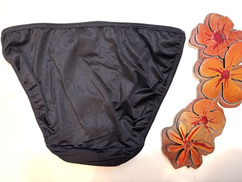 Vanity Fair Second Skin 9 48 String Nylon schimmernd Bikini Spitzeneinsatz Höschen Vintage - Bild 6 von 8