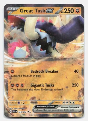 Great Tusk ex 123/198 Double Rare Scarlet & Violet Pokemon Near Mint