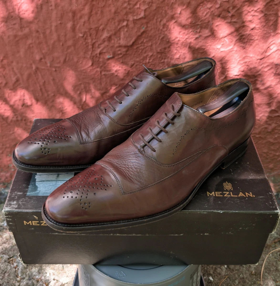 Mezlan Ostrich Leather Alberta Oxford Dress Shoes, Men\'s 9.5M Brown Luxury‎ Oxford Mezlan Brown Dress Shoes for Men for sale | eBay main image 2