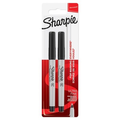 Sharpie Permanentmarker | Ultrafeine Spitze für präzise Markierungen | Schwarze Tinte | 2