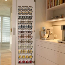 Adjustable Wall Mount Spice Rack Organizer, 12-Tier Hanging Spice Shelf Storage