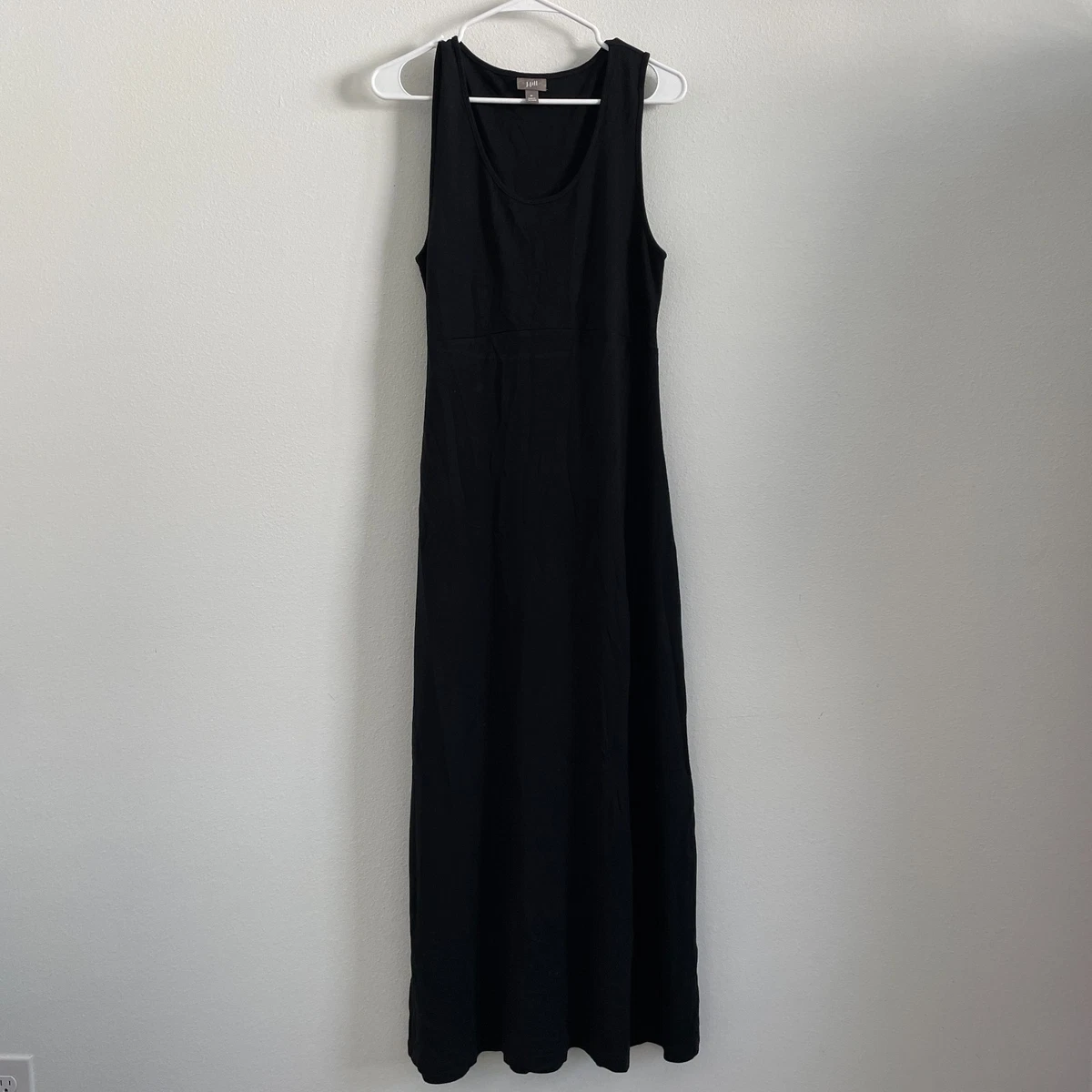 j jill black maxi dress J.Jill Women's Maxi Dress Size XL Black V-Neck Short Cap Sleeve Shift