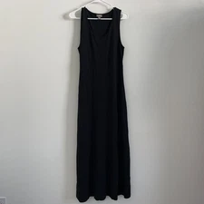 J Jill Dress Women M Black Maxi Tank Stretch Knit Rayon Wool Casual Classic