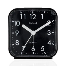 Tinload Small Battery Operated Analog Alarm Clock Silent Non Ticking, Ascendi...