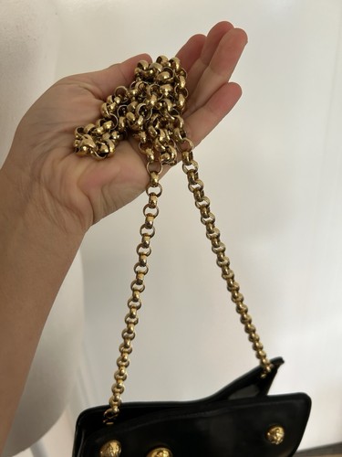 Salvatore Ferragamo Small Chain Shoulder Bag Leather Black Gold - Picture 12 of 24