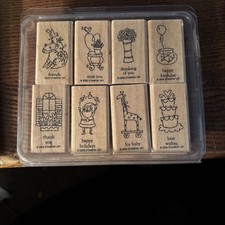 Stampin' Up Set Of 8 Stamps. Mounted. Previously Owned. In Their Box. See Pics
